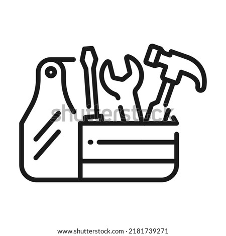 Toolbox, toolkit and instrument. Tool box or Fixing, repair and renovation vector illustration