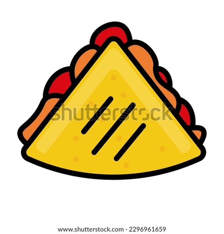 Quesadilla linear, Mexican traditional food icon. Fast Food outline vector illustration