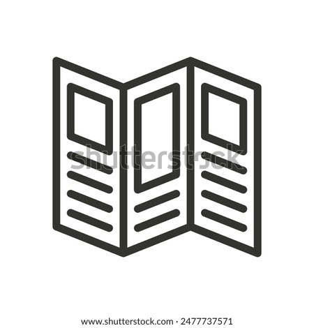 Information booklet or brochure linear icon. Advertising pamphlet outline vector illustration