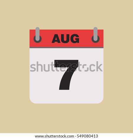 calendar flipping date time day month August simple flat vector illustration application app logo icon