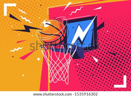 Similar – Foto Bild Basketball-Backboard und Ringnetz auf dem Platz