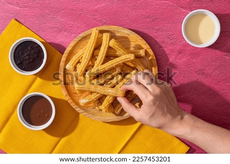 Image, Stock Photo Anonymous crop hands putting plates with raspberry and honey on table for breakfast