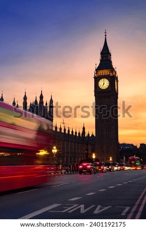 Similar – Foto Bild Big Ben: Turmspitze mit Uhr aus der Froschperspektive im goldenen Abendlicht