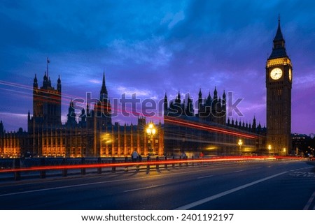 Similar – Foto Bild Big Ben: Turmspitze mit Uhr aus der Froschperspektive im goldenen Abendlicht