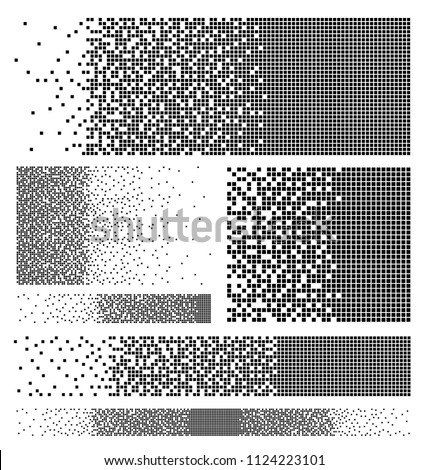 Set of dissolved filled square dotted vector icon with disintegration effect. Vector illustration rectangle items are grouped into disappearing filled square form. Isolated on white background