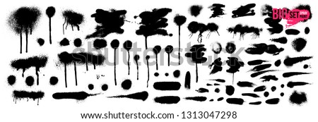 Mega Set of Spray paint banner. Spray paint abstract lines & drips. Vector illustration. Isolated on white background.