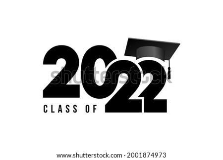 Class of 2022 to congratulate young graduates on graduation. Class 2022. Vector simple black concept. Trendy background for branding, calendar, card, banner, cover. Stock foto © 