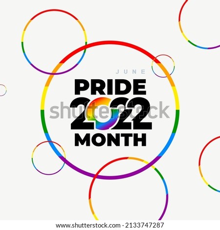 LGBT Pride Month 2022 concept. Freedom rainbow flag. 2022 Gay parade annual summer event. Love, freedom, support, peace flat. Vector illustration. Isolated on white background.