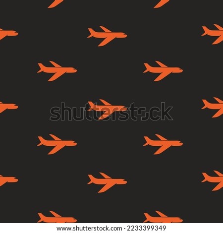 Airplane seamless pattern. Seamless pattern, aircraft. Editable can be used for web page backgrounds, flights, travel, pattern fills. Vector illustration. Isolated on black background.