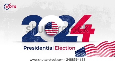 USA 2024 Presidential Elections Event. Presidential Elections 2024 banner with American colors design vector. Template banner, background, card, poster design vector. Vote day, November 5. US Election