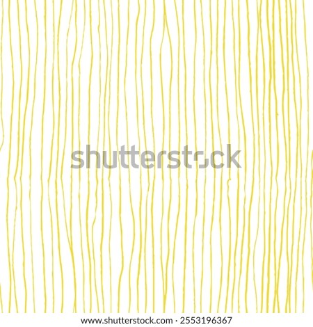 Seamless pattern thin yellow vertical stripe. Wave grunge print pattern. Unusual painted ornament brush strokes. Yellow textured grunge geometric for wallpaper, gift paper, fabric print, furniture