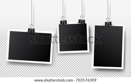 Set of photo frames. Realistic detailed photo icon design template. Vector isolated on transparent background