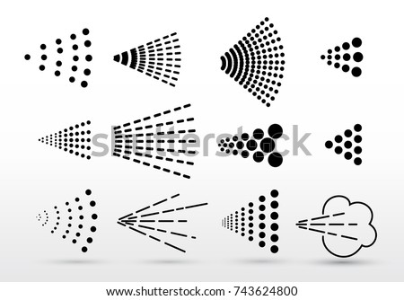 Spray icons big set. Simple black clouds with shadow. Vector illustration. Isolated on white background