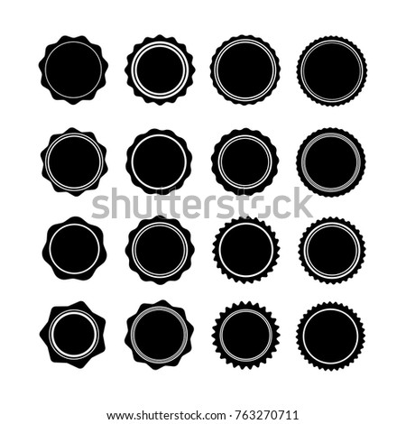Set of circle seal stamp lace. Vector illustration. Isolated on white background