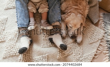 Similar – Image, Stock Photo Baby legs in jeans on pier