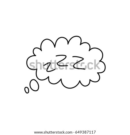 Little cloud with zzz isolated on white background. Vector illustration, flat style.