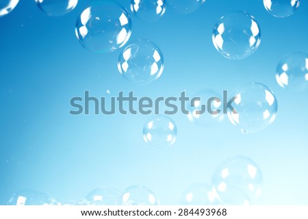 Blue soap bubbles