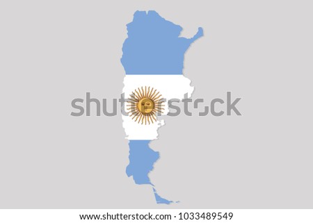 Map of argentina with flag,vector illustration