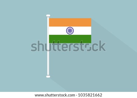 India Flag with flagpole,vector illustration