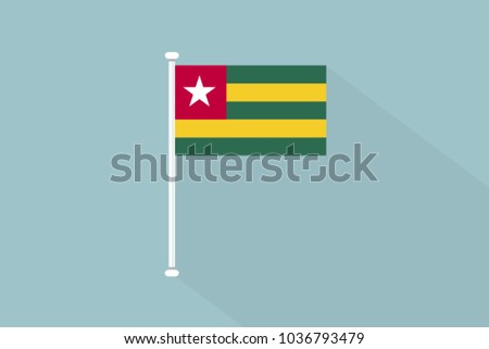 Togo flag with flagpole,vector illustration