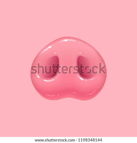 Vector illustration, piglet, symbol of the year, pig nose isolated on pink background.