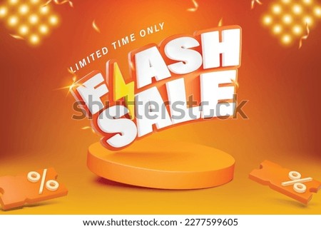 3D style Flash Sale banner template design for web or social media.
