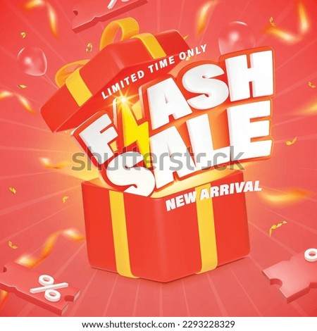 Flash sale 3D-style vector opening gift box podium and 3D elements are available for use on online shopping websites or in social media advertising.