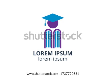 logo design of student child or people with book template in creative shape isolate vector illustration. use for any business education like school, college, university, training center.