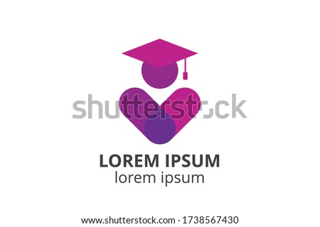 logo design of student child or people template in creative shape isolate vector illustration. use for any business education like school, college, university, training center.