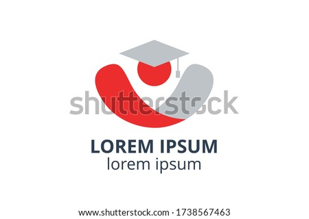 logo design of student child or people template in creative shape isolate vector illustration. use for any business education like school, college, university, training center.