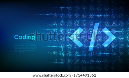 Programming code. Coding or Hacker background. Programming code icon made with binary code. Digital binary data and streaming digital code. Matrix background with digits 1.0. Vector Illustration. Сток-фото © 