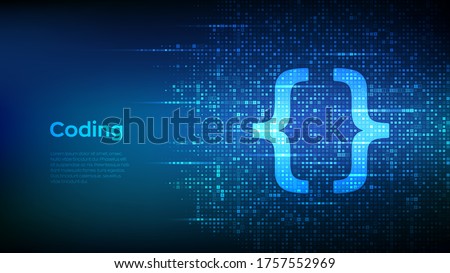 Programming code. Coding or Hacker background. Programming code icon made with binary code. Digital binary data and streaming digital code. Matrix background with digits 1.0. Vector Illustration.