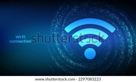 Wi-Fi network icon. Wi Fi sign. Wlan access, wireless hotspot signal symbol. Mobile connection zone. Data transfer. Router mobile transmission. Binary code Data Flow tunnel warp. Vector illustration.