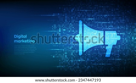 Megaphone icon made with currency symbols. Online advertising or digital marketing background. Loudspeaker icon. Dollar, euro, yen and pound icons. Background with currency signs. Vector illustration.