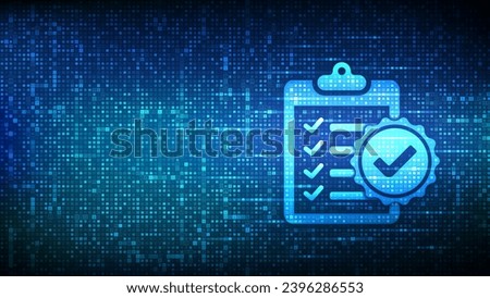 Regulation Compliance icon made with binary code. Reg Tech financial control background. Compliance rules. Law regulation policy. Digital code matrix background with digits 1.0. Vector Illustration.