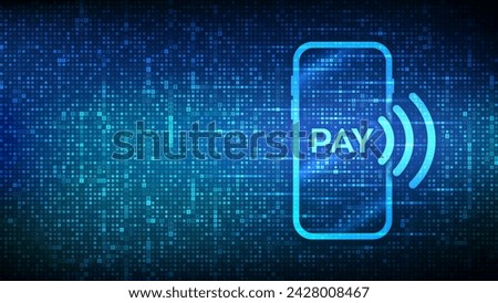 Payment with smartphone icon made with currency symbols. Online mobile payment. NFC. Near-field communication. Contactless payment. Background with Dollar, euro, yen, pound icons. Vector illustration.