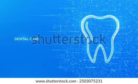 Tooth icon. Dental care, taking care of teeth. Dental servises. Dentistry, Orthodontic concept. Dental insurance. Blue medical background made with cross shape symbol. Vector illustration.