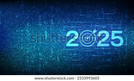 2025 New year Goals and plans. Numbers 2025 made with currency symbols. New 2025 financial year. Business plan and strategies. New 2025 fiscal year. Background with currency signs. Vector illustration