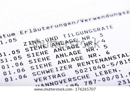 Bank statement with attachments writen in German Language Kontoauszug mit Anlagen