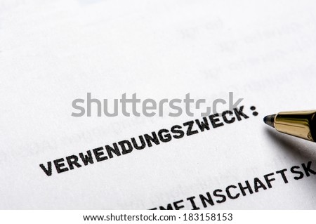 Usage writen in German language Verwendungszweck