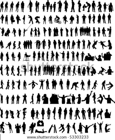 More Than 200 Different People Silhouettes Stock Vector Illustration ...