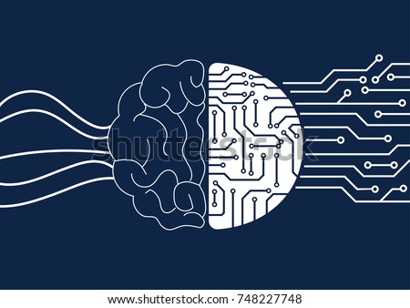 Vector brain and circuit board, Artificial Intelligence or AI concept. 商業照片 © 
