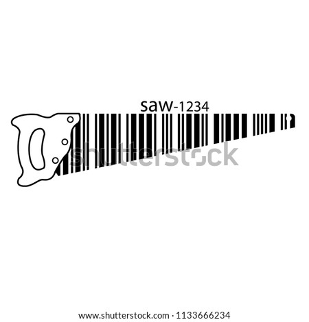 Barcode set the shape to the saw, concept of construction or industry.