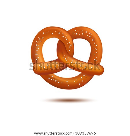 Realistic vector tasty pretzel on the white background