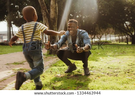 Similar – Image, Stock Photo Young Black Man Towards Camera Outdoors