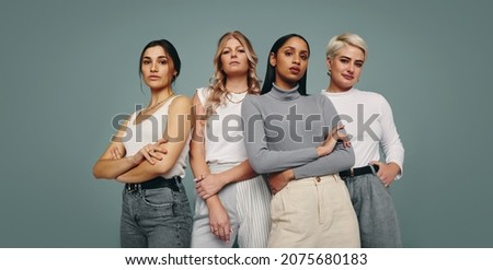 Similar – Image, Stock Photo Woman standing at self storage door