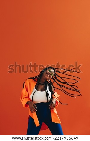 Image, Stock Photo person young woman with glasses reading a book