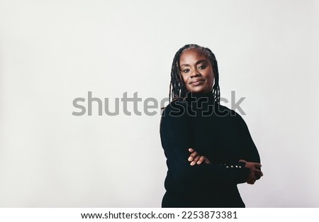 Similar – Image, Stock Photo mature woman with grey hair using tarot cards to predict future