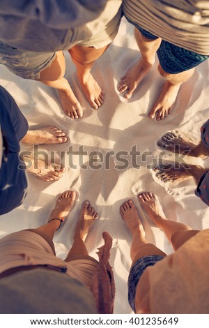 Similar – Image, Stock Photo Crop woman on sandy beach during vacation