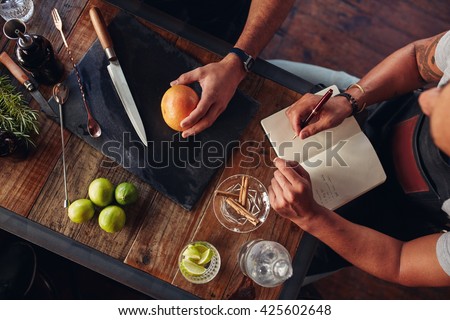 Similar – Image, Stock Photo Crop barman preparing cocktail at counter